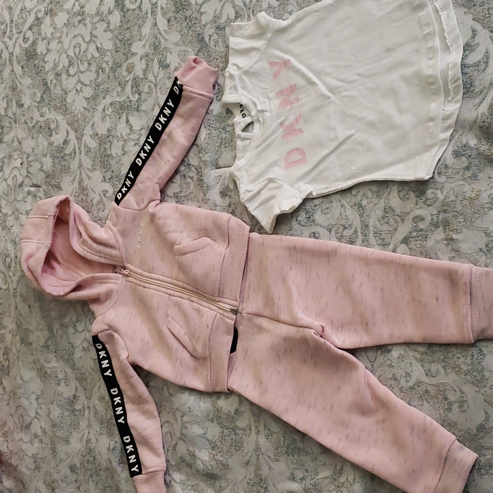 DKNY pink sweat suit 12m
